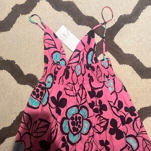 Zara Pink Floral printed poplin dress size M